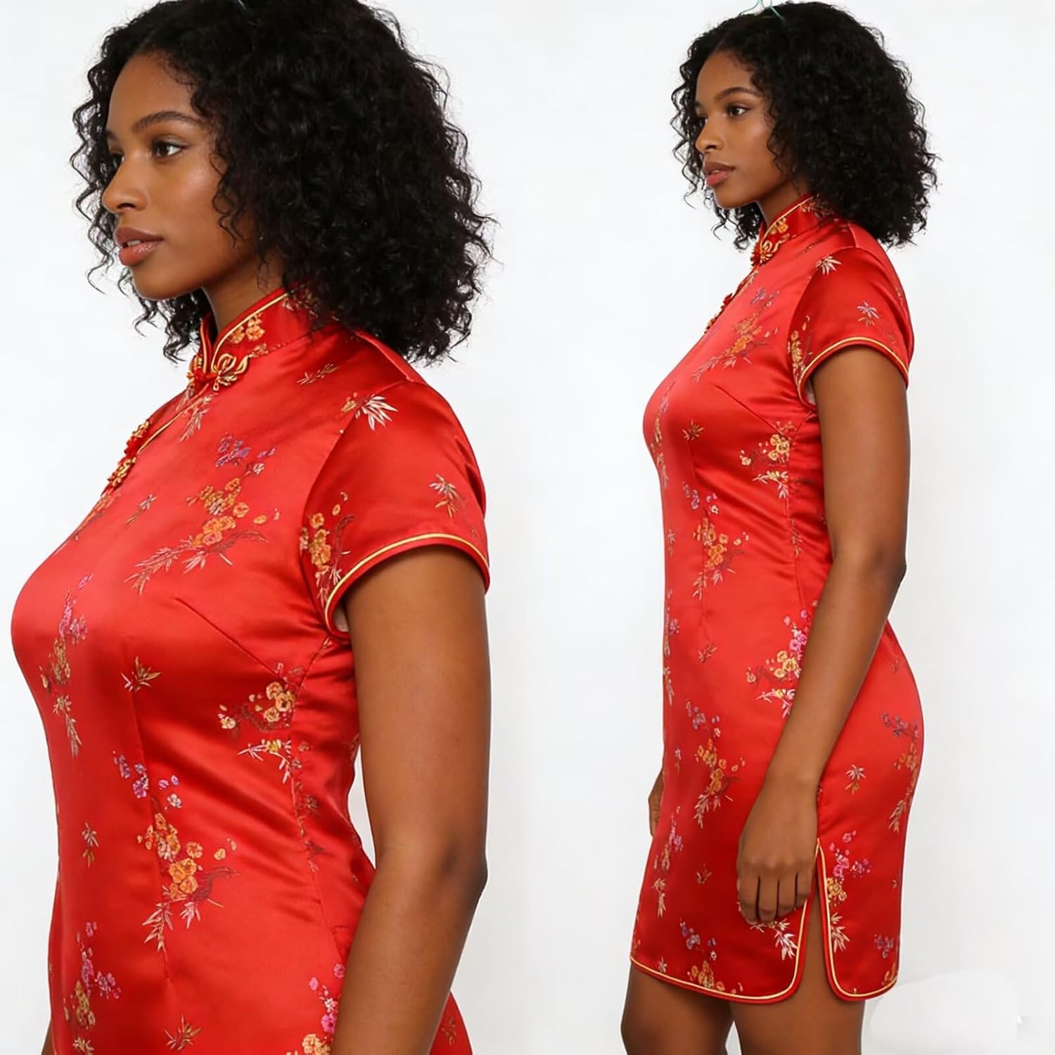 Women's Cheongsam Qipao Dress Slim Bodycon Exotic Dresses Chinese Wedding Costumes Vintage Lunar New Year Asian Mini Dress - Image 5