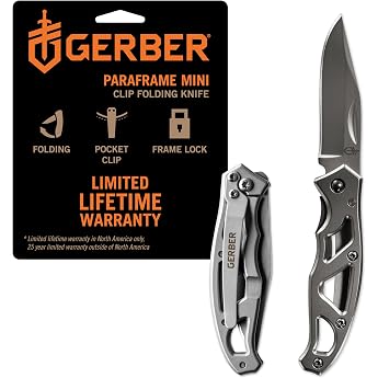 Gerber ParaFrame Mini Fine Edge G8485 | Stainless Steel, EDC Knife, Safety Lock, Lightweight Open Frame Design, Everyday Carr