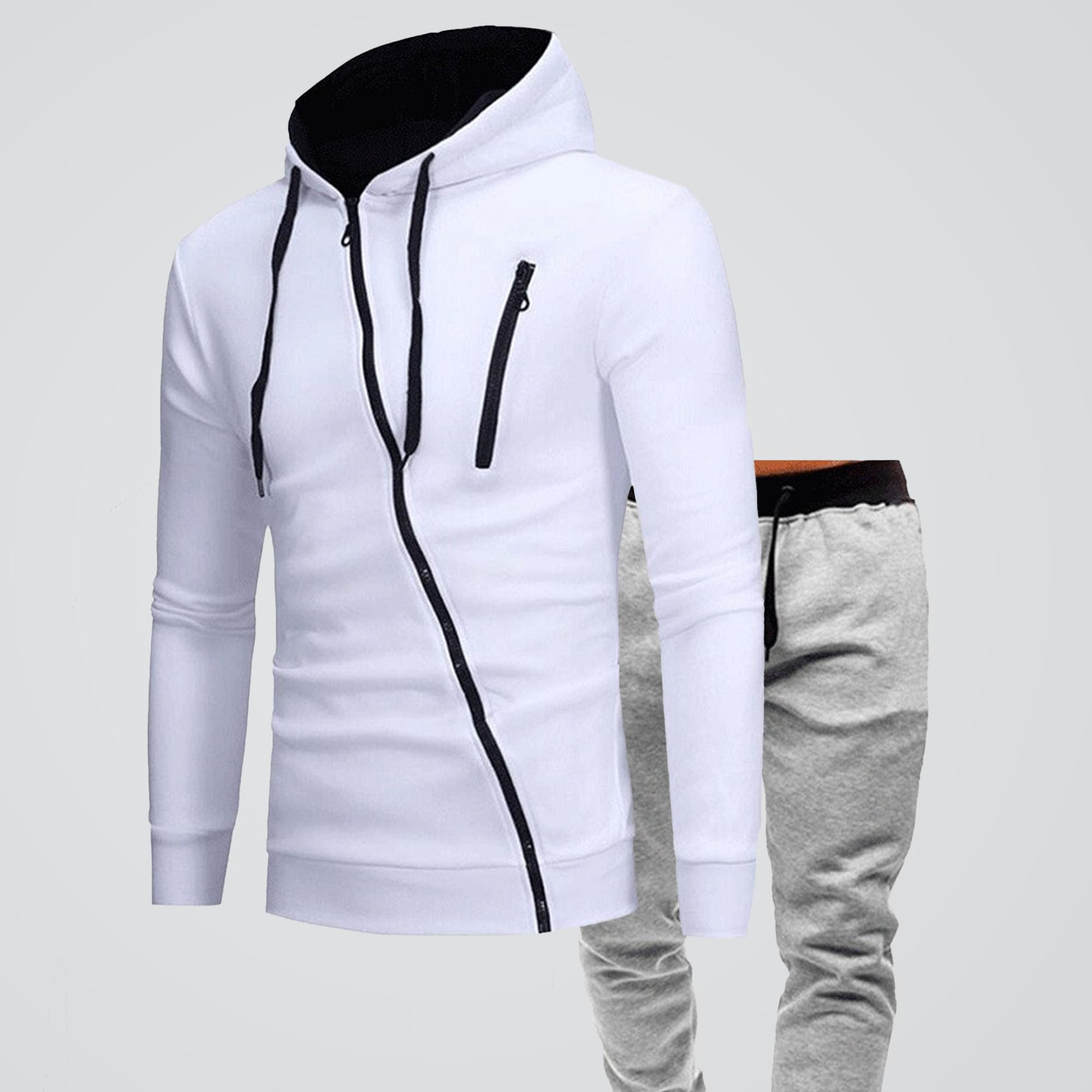 Męska bluza z ukośnym zamkiem błyskawicznym slim casual sportowa bluza z