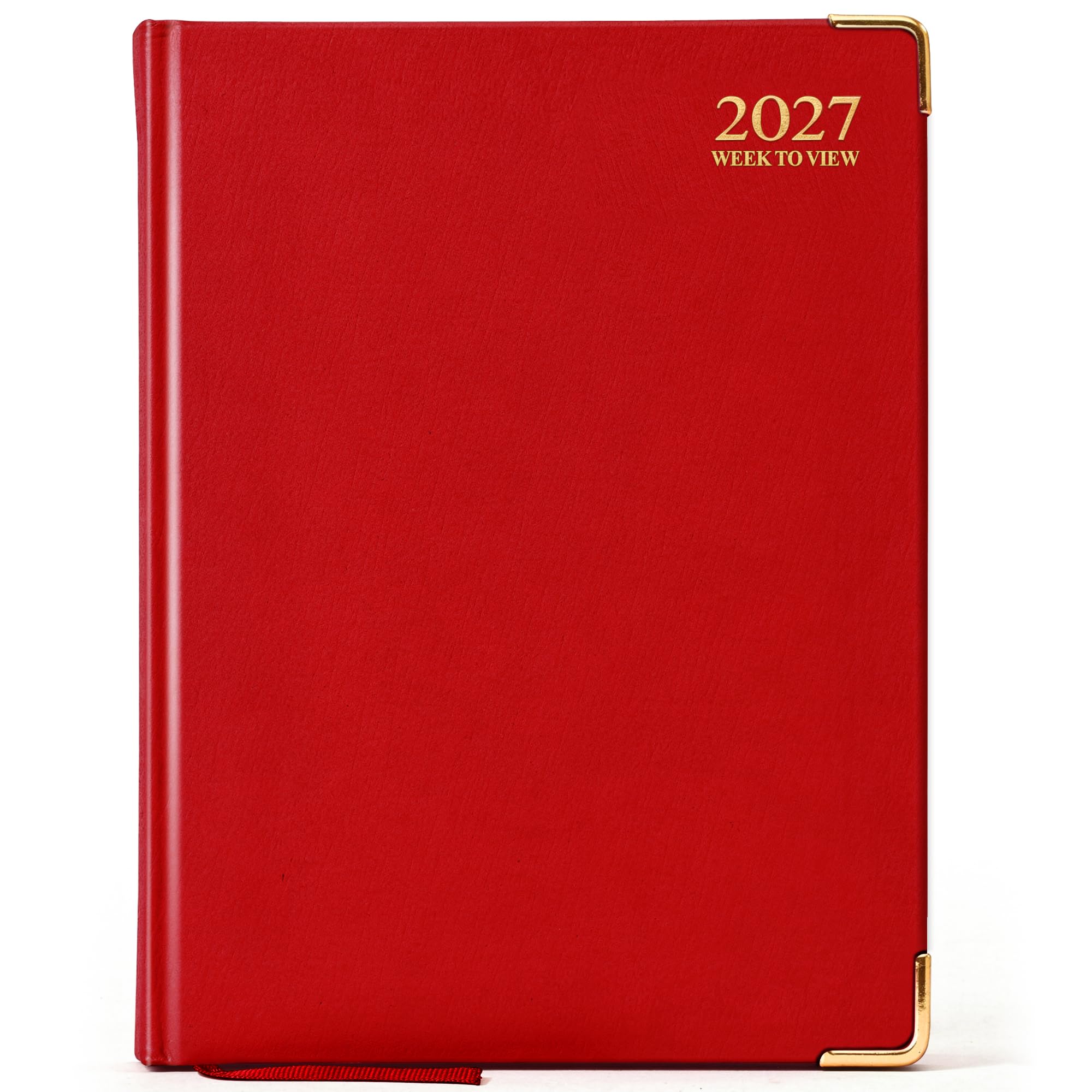 G4GADGET A5 2027 Week To View Red Diary Gilt Edges Hardback