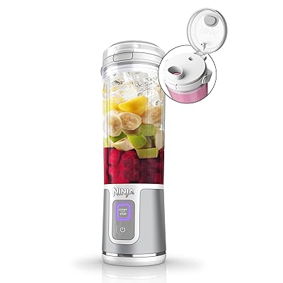 Ninja BC151BK Blast Portable Blender, Cordless, 18oz. Vessel, Personal Blender-for Shakes & Smoothies, BPA Free, Leakproof-Lid & Sip Spout, USB-C Rechargeable, Dishwasher Safe Parts, Black