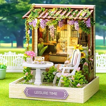 DIY Miniature House Dollhouse Kit Leisure Time House Kit Tiny House Insert Decor Booknook Model Build Gift Kit