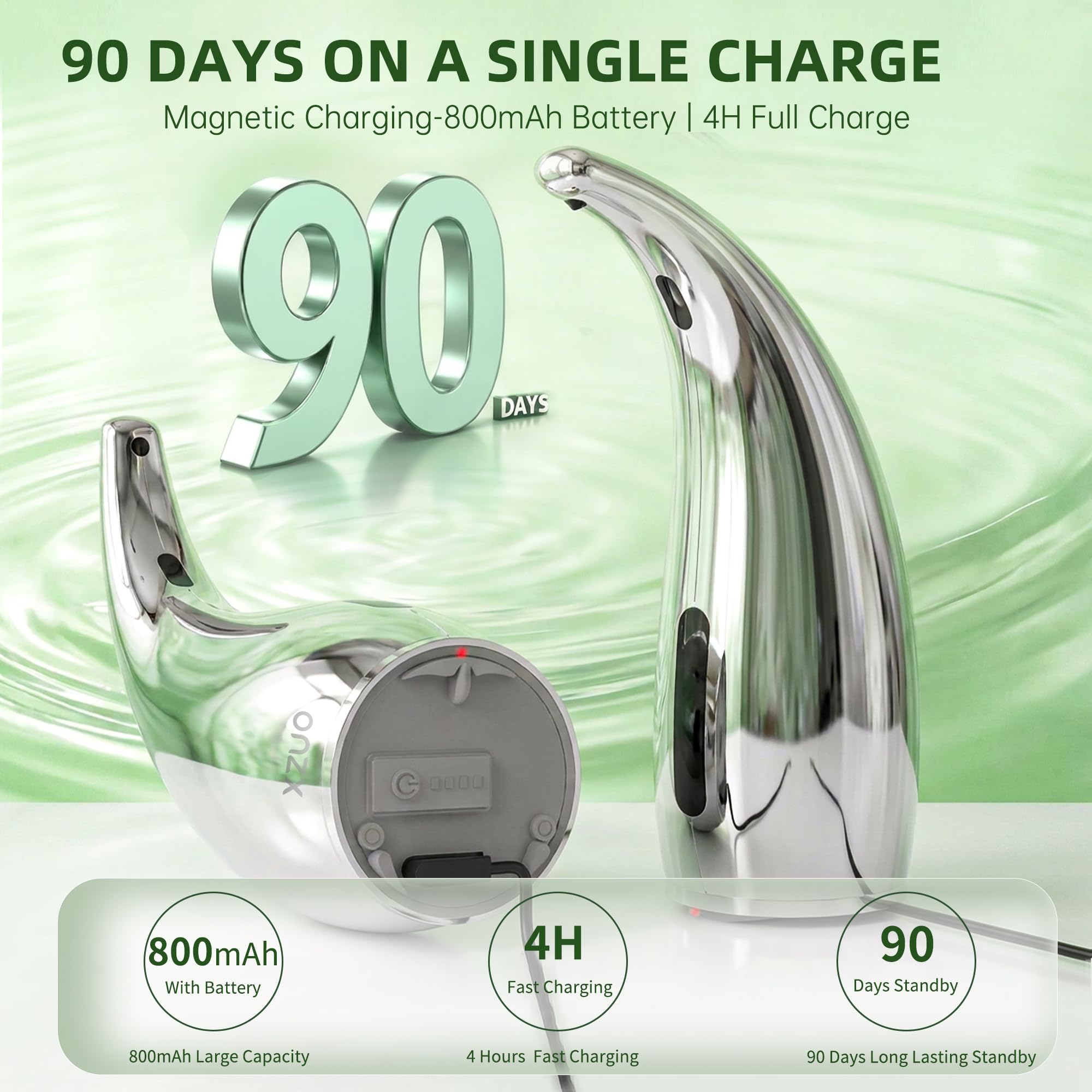 Dispenser automatico di sapone con sensore a infrarossi, regolabile a 4 livelli, senza contatto, per cucina, bagno, ricaricabile, in plastica resistente, porta sapone intelligente (argento