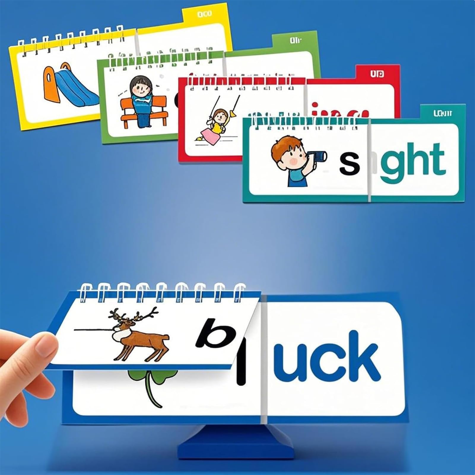 30 Lire ET Rhyme Books, Word Family Flash Cards, Mords Sight Words Kids Learning, Phonics & Rhyming Practice, Interactive Learning Experience, 24.80x16.8x5 cm pour Les garçons âgés de 4 à 8 Ans