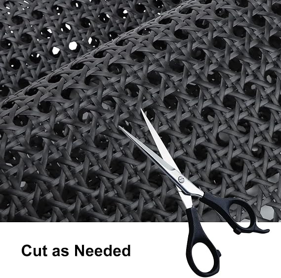 15.8in X 6.6ft Hexagonal Synthetic Black Plastic Rattan Cane Webbing Roll