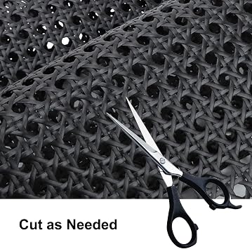 15.8in X 6.6ft Hexagonal Synthetic Black Plastic Rattan Cane Webbing Roll