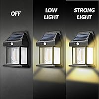 Vista 2 de Solar Wall Lights Outdoor [2 Pack] Dusk to Dawn Solar Motion Lights Outdoor, Waterproof, 3 Lighting Modes, Wall Mount Light Sconces For Outside