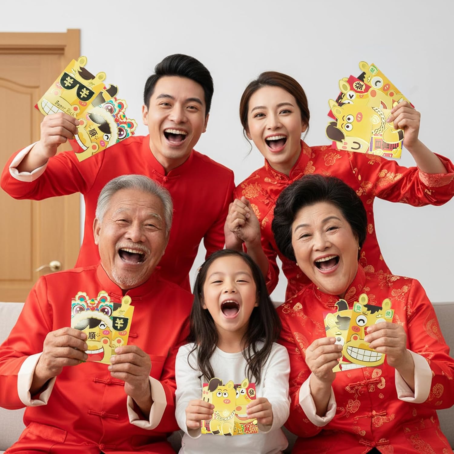 48Pcs Chinese Red Envelopes 2026,Asian Lunar New Year Cartoon Horse Envelope Foldable Small Lucky Money Envelopes Horse Year Envelope Red Packet Hongbao for Spring Festival Birthday Wedding Supply
