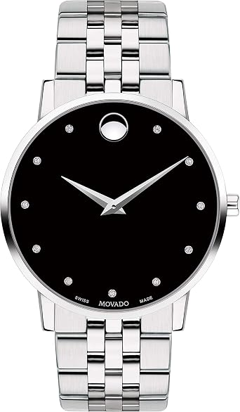 Movado Men's Museum Classic Diamond 40mm Steel Bracelet Quartz Watch 0607201