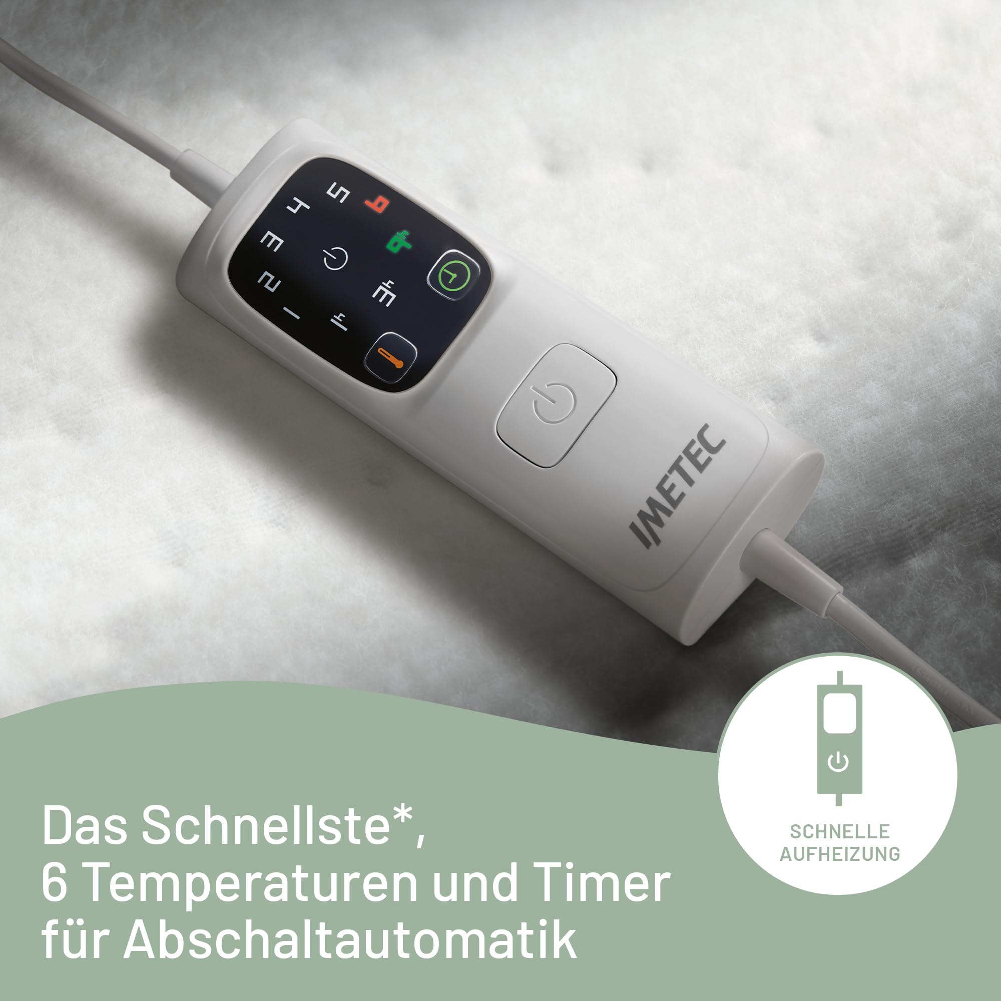 Imetec Adapto Recreo | Wärmeunterbett 150 x 80 cm, Schnellheizung, Konstante und individuelle Temperatur, Hypoallergenes, gestepptes, waschbares Gewebe, Made in Italy, Steuerung mit 6 Temperaturen