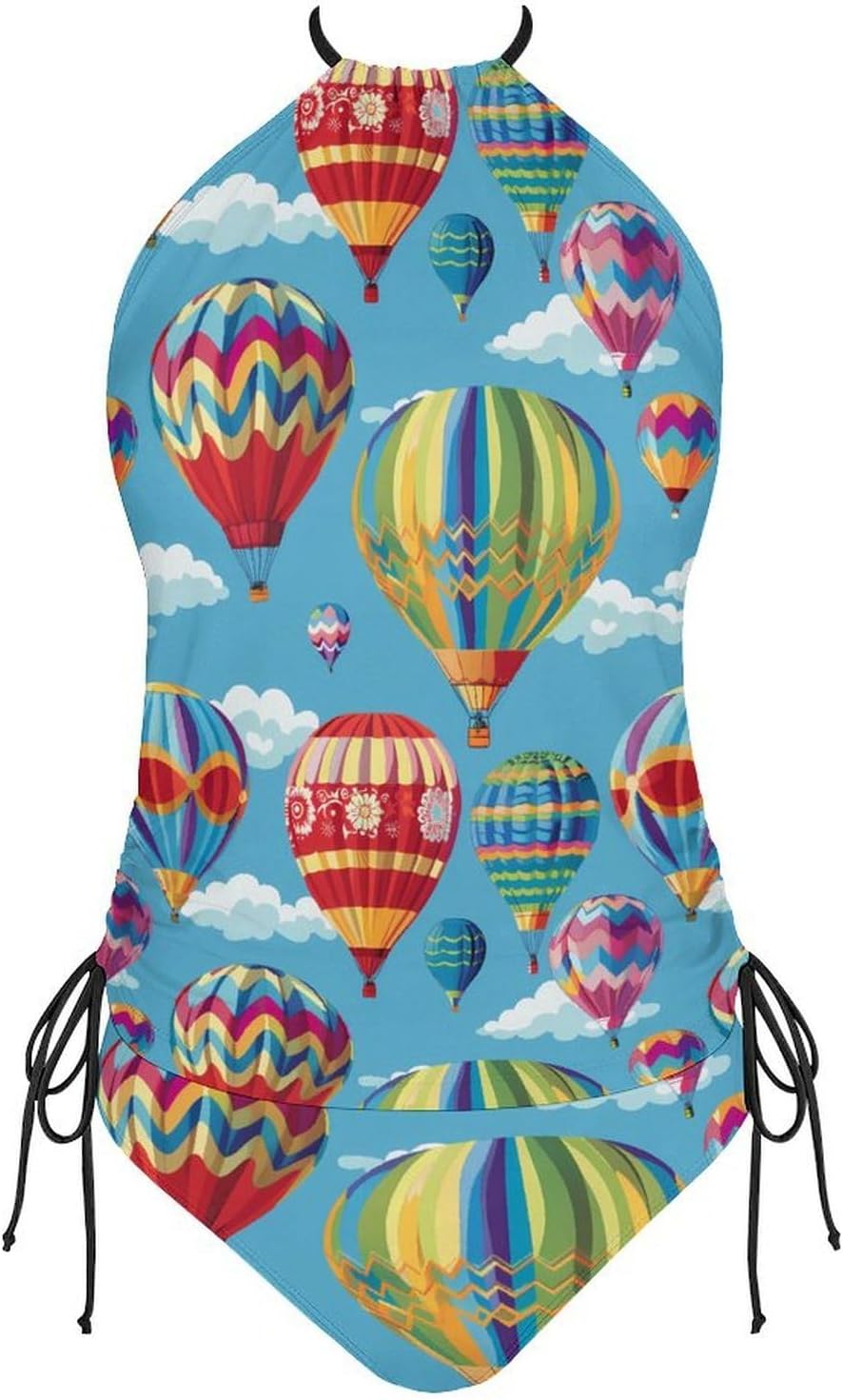 Hot Air Balloons Women's Tankini Swimsuit Two Piece Tummy Control Bathing Suits Tie String Swimwear