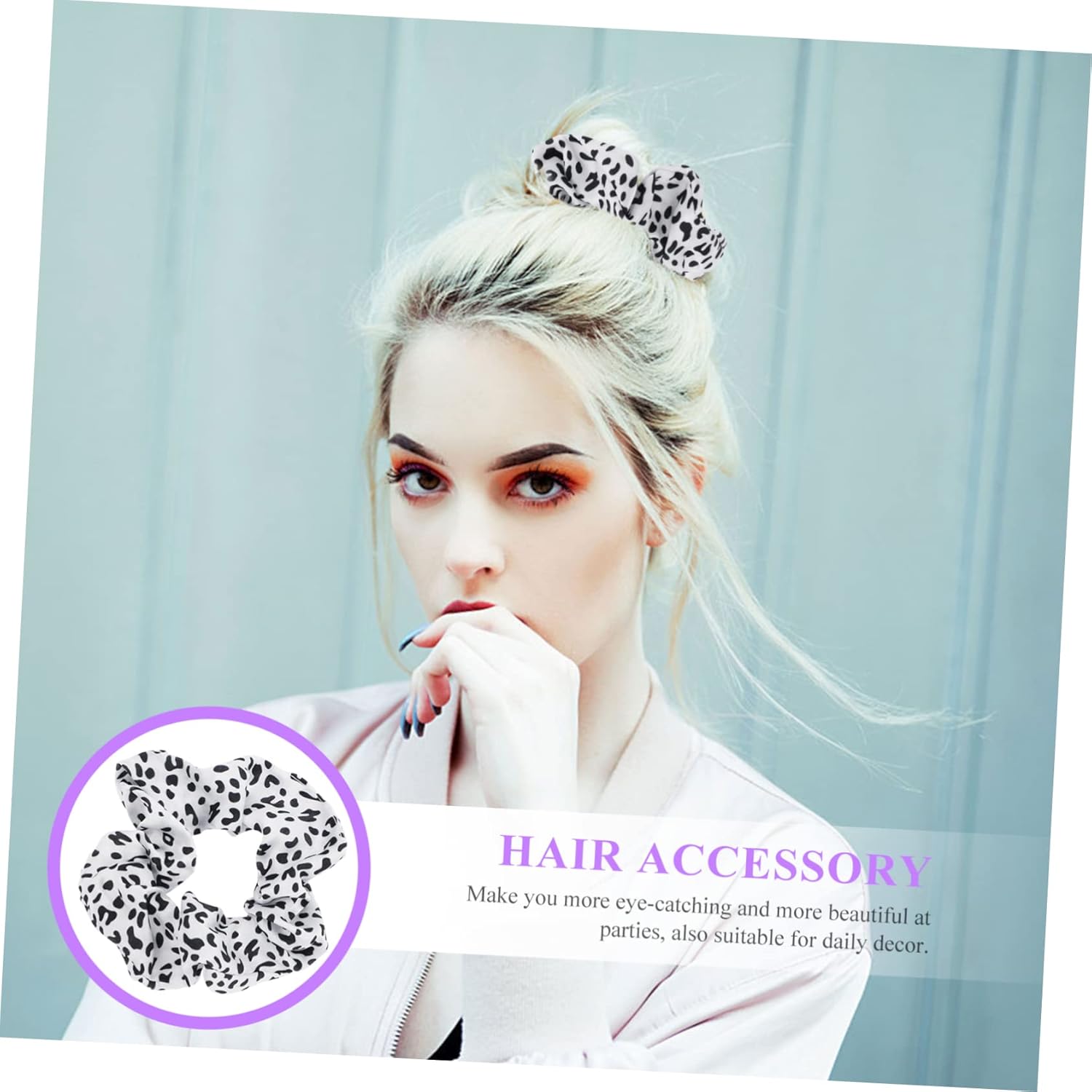 FRCOLOR 50pcs Cow Pattern Hair Scrunchies for Women Elastic Ponytail Holders for Daily Use Parties and Events Cute Hair Ties for Girls Smooth Finish
