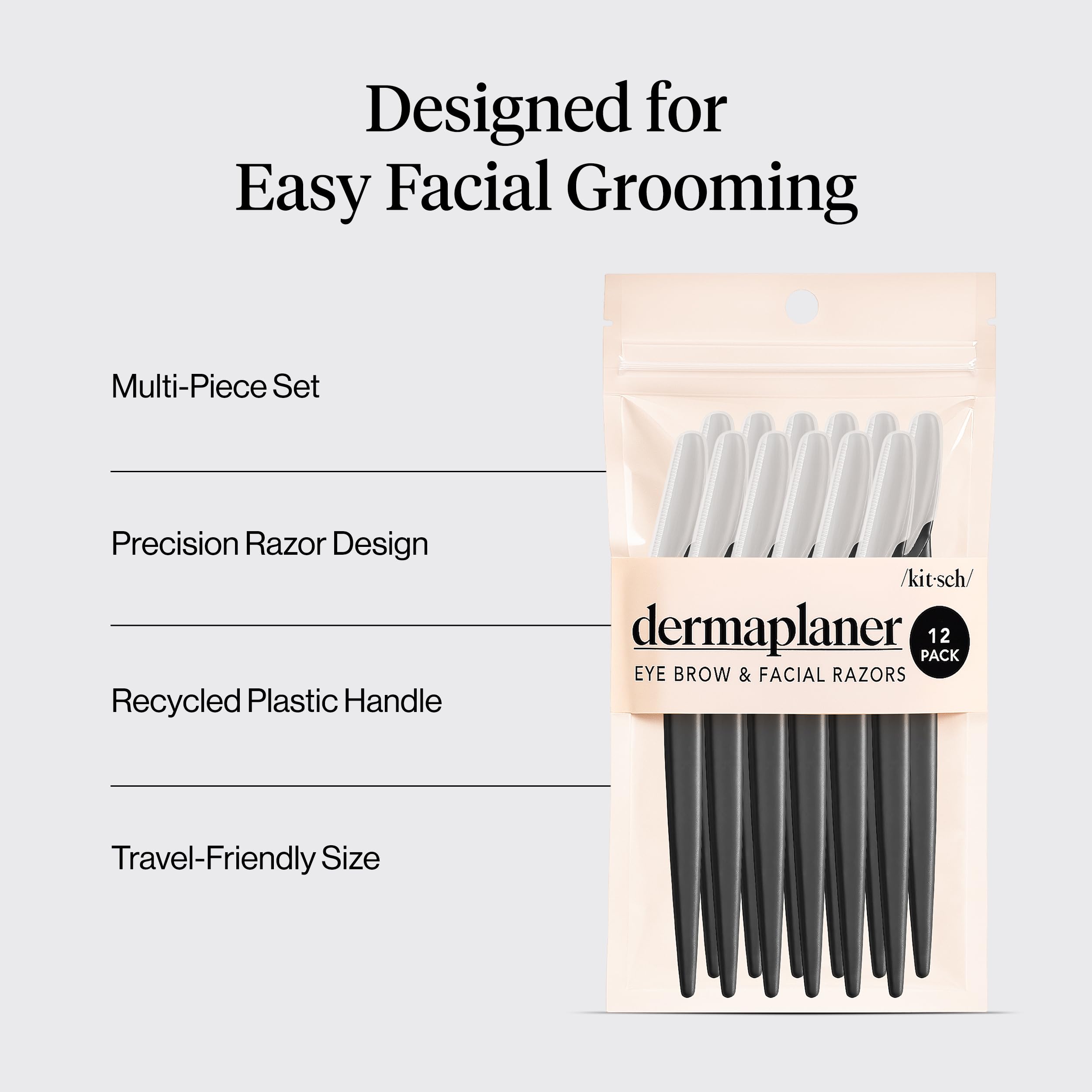 Kitsch Dermaplane Razor for Women Face – Black, 12 pcs view 3