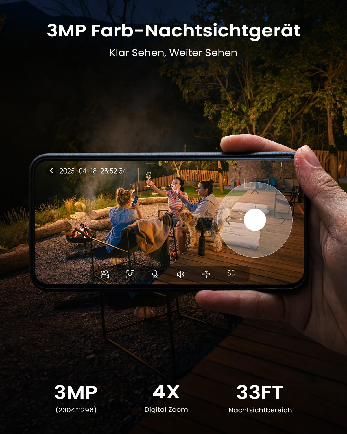 ieGeek 2K/3MP Überwachungskamera Aussen Solar: Kamera mit Akku, 2.4GHz WLAN | 360° PTZ Kamera Überwachung Aussen, Einfache Installation, PIR Bewegungsmelder, Farb-Nachtsicht, 2-Wege-Audio, IP65, S5