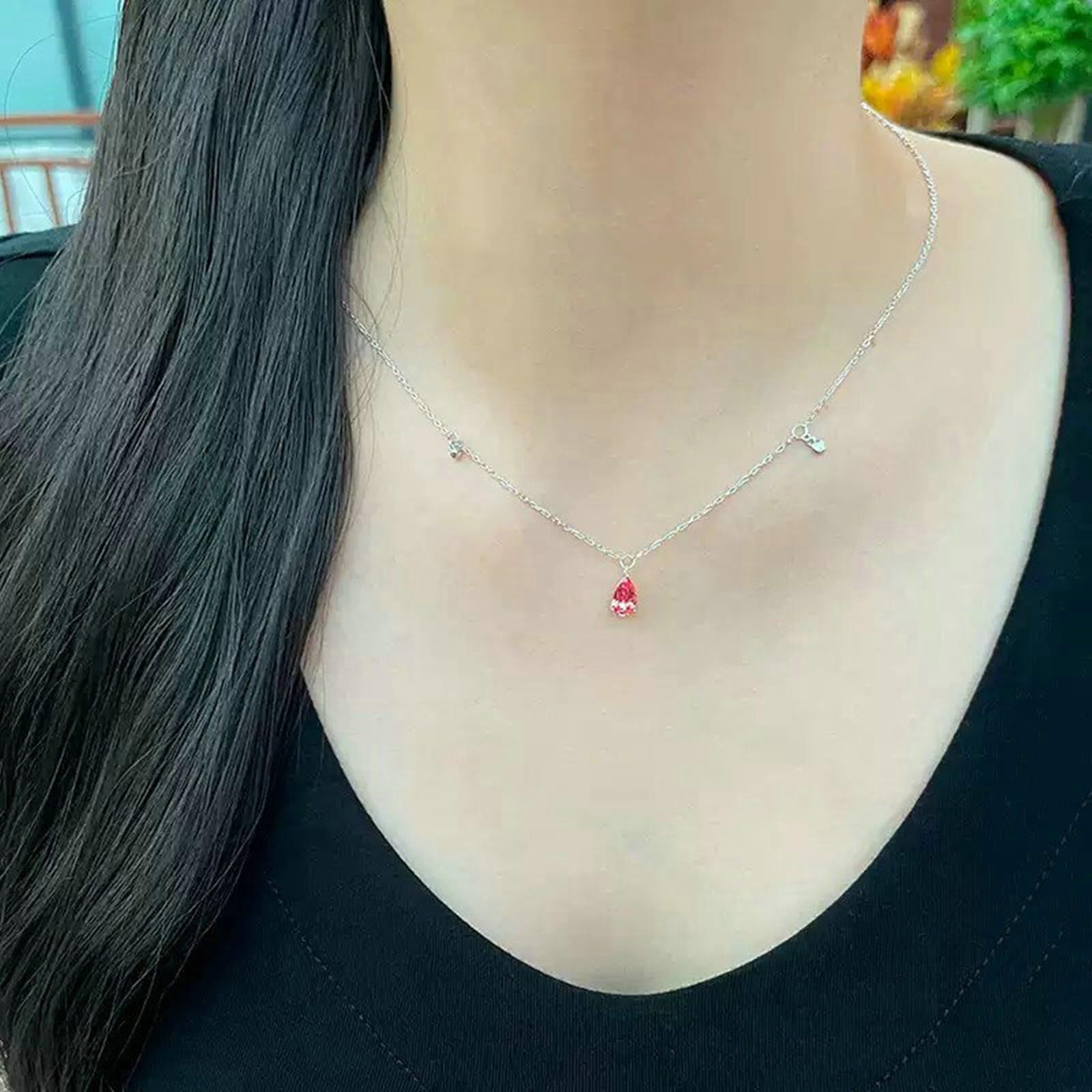 Charms zawieszka przyjaźń krople z 1,2 ct wyprodukowana w laboratorium Padparadscha, łańcuszek złoty 14 K dla dziewczyny, 14 K białe złoto, modna biżuteria na Wielkanoc