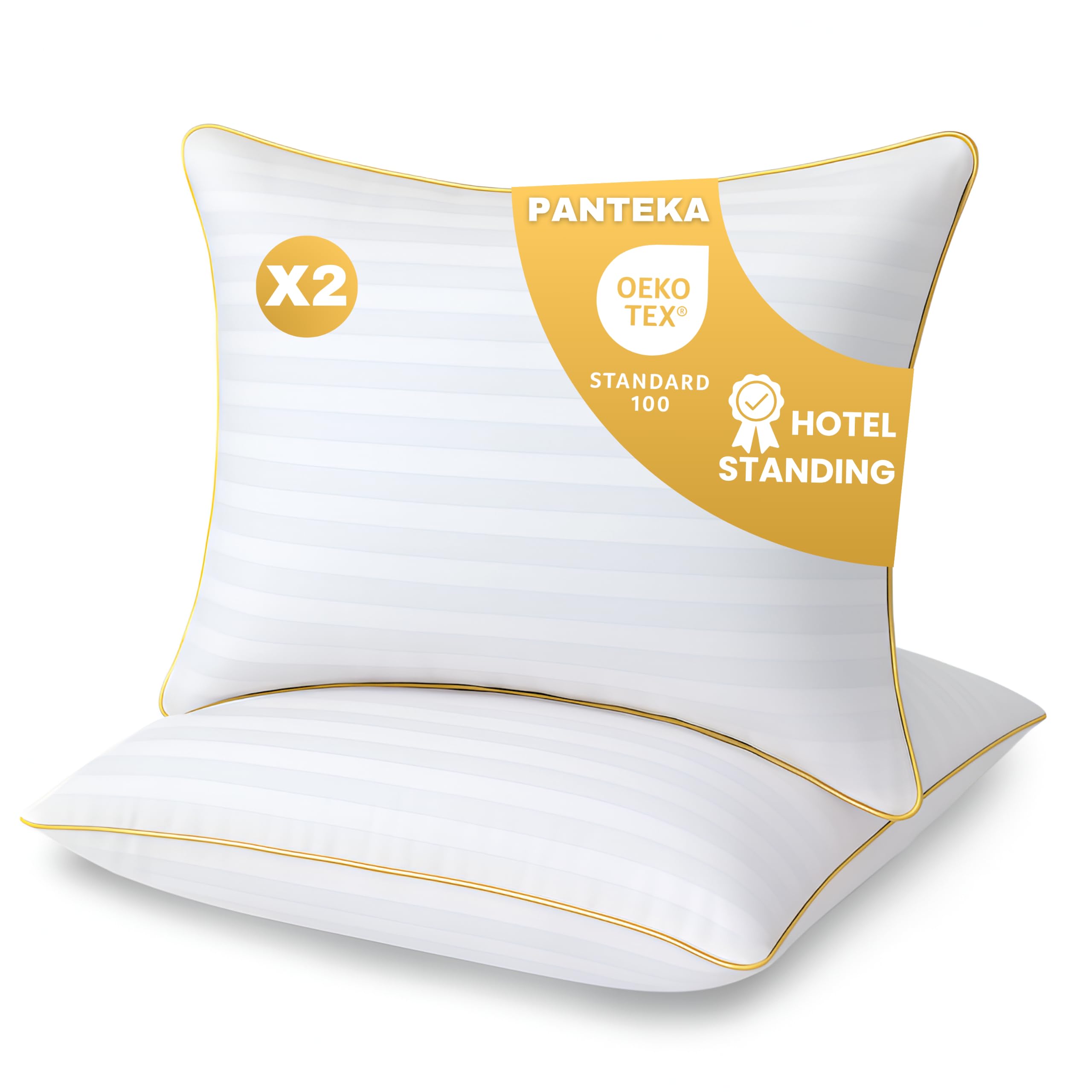 Cuscini Letto 60x60 cm Set di 2 - Guanciale di Hotel di Lusso per Dormire | Cuscino Morbido per Dormire, Standard di Lusso da Hotel, Antiacaro e Anallergico, Certificati Oeko-Tex, Lavabili in Lavatrice