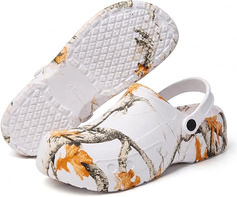 ihinzry Mens Slip Resistant Work Clogs Non Slip Chef Shoes Nursing Clogs Waterproof Comfortable Food Service Garden Shoes with Adjustable Strap