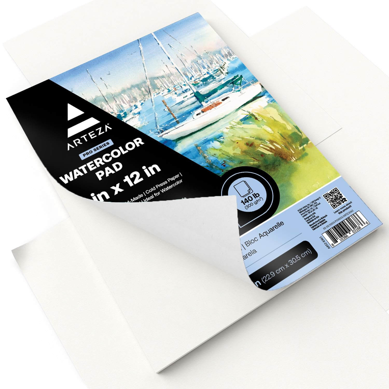 Arteza Aquarellblock A4 Expert - 14 Blatt 300gsm Baumwolle Kaltgepresst Säurefrei