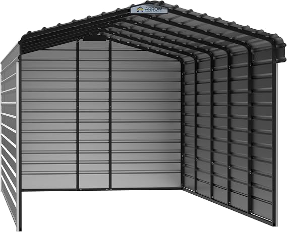 Arrow 12x24x9 3 Sided Carport Eggshell