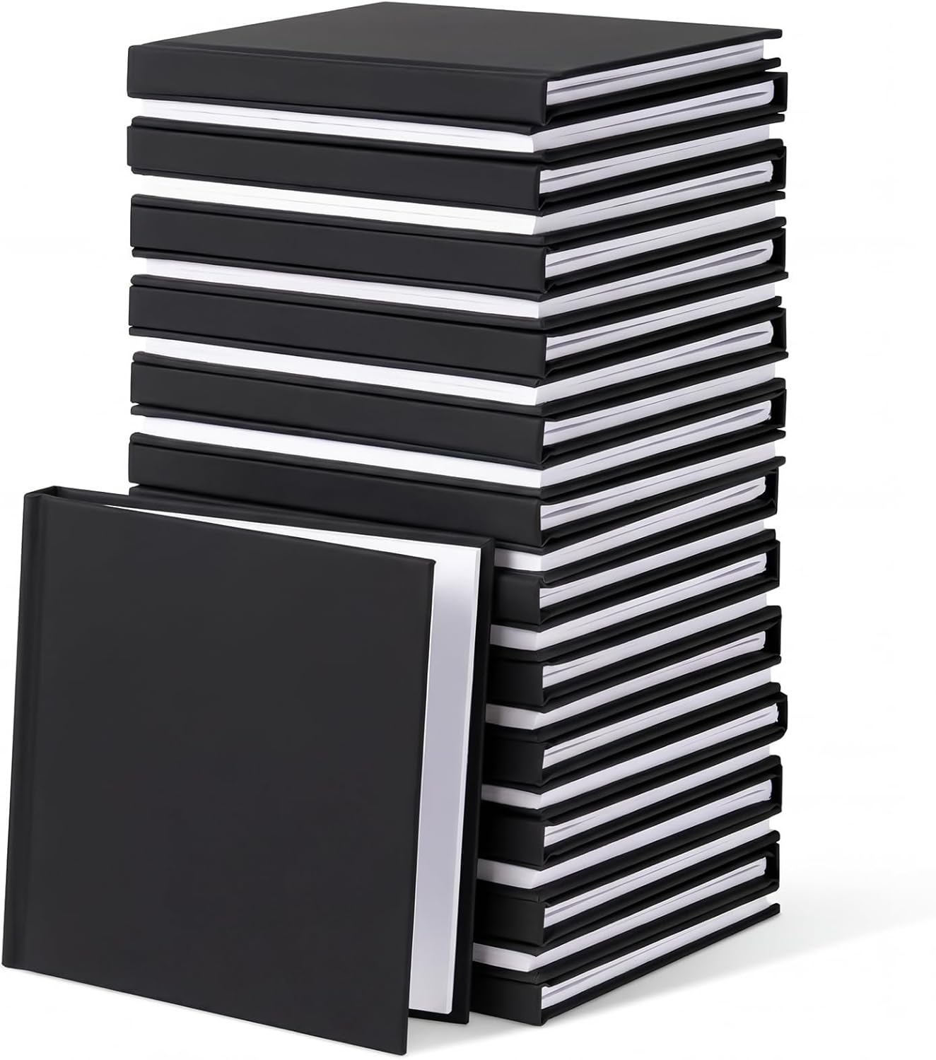 Ireer 24 Pcs 5 x 5 Inch Hardcover Blank Book Bulk Small Sketch Pad to Write Stories Blank Notebooks for Journaling Sketching Writing DIY Crafts Supplies 72 Pages(Black)