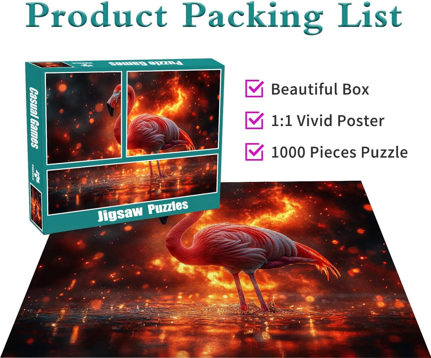Flamingo Puzzle für Erwachsene Kinder Anspruchsvoll 2000 Teile Impossible Klassische Puzzles Schwer Tier ab 8 9 10 Jahre Mädchen Jungen Jigsaw Kunst Educa, für Dekoration und Geschenke 70x99cm t-367