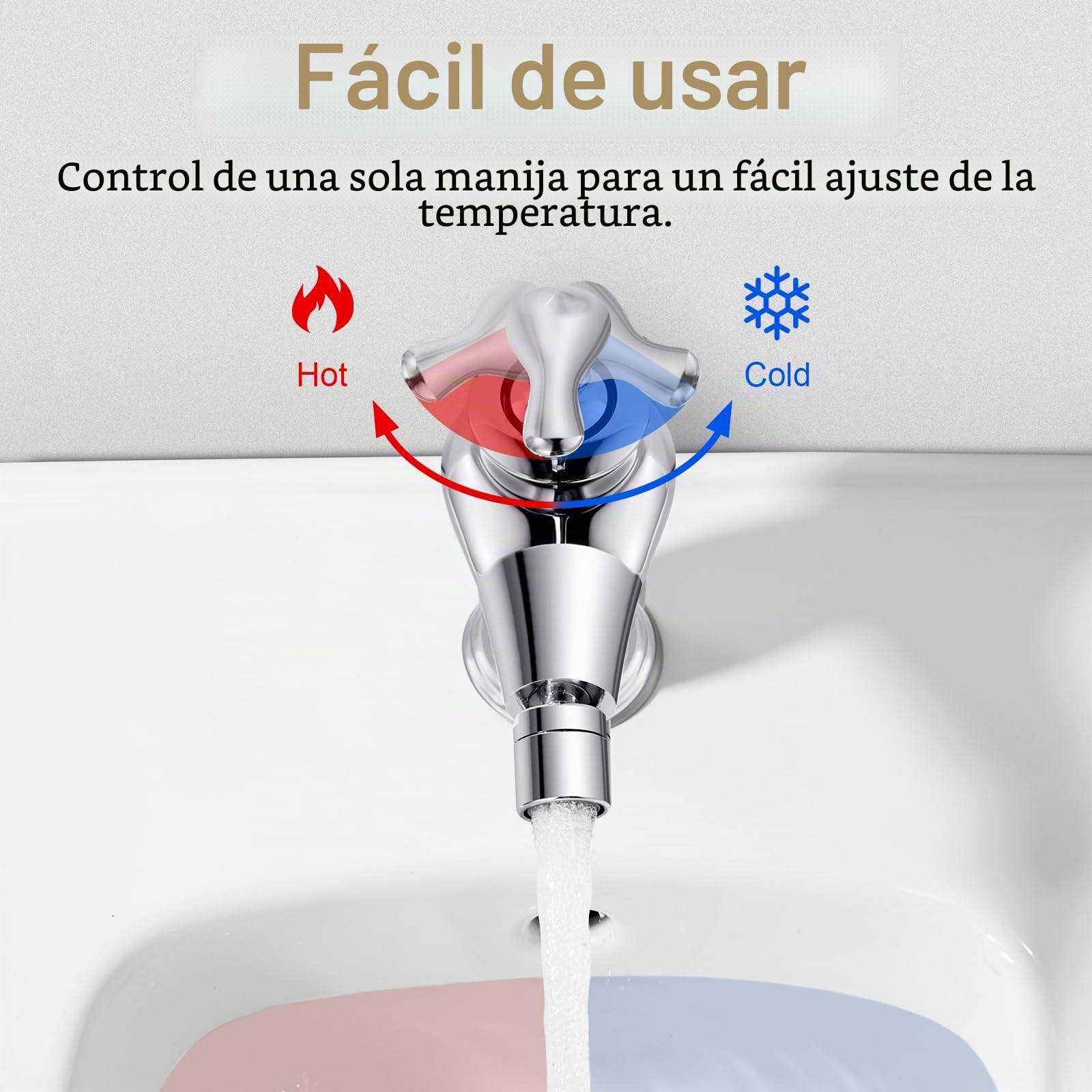 Grifo Bidet Cromo, Grifo Monomando Lavabo Mezclador de Baño con Pitorro Giratorio, G3/8