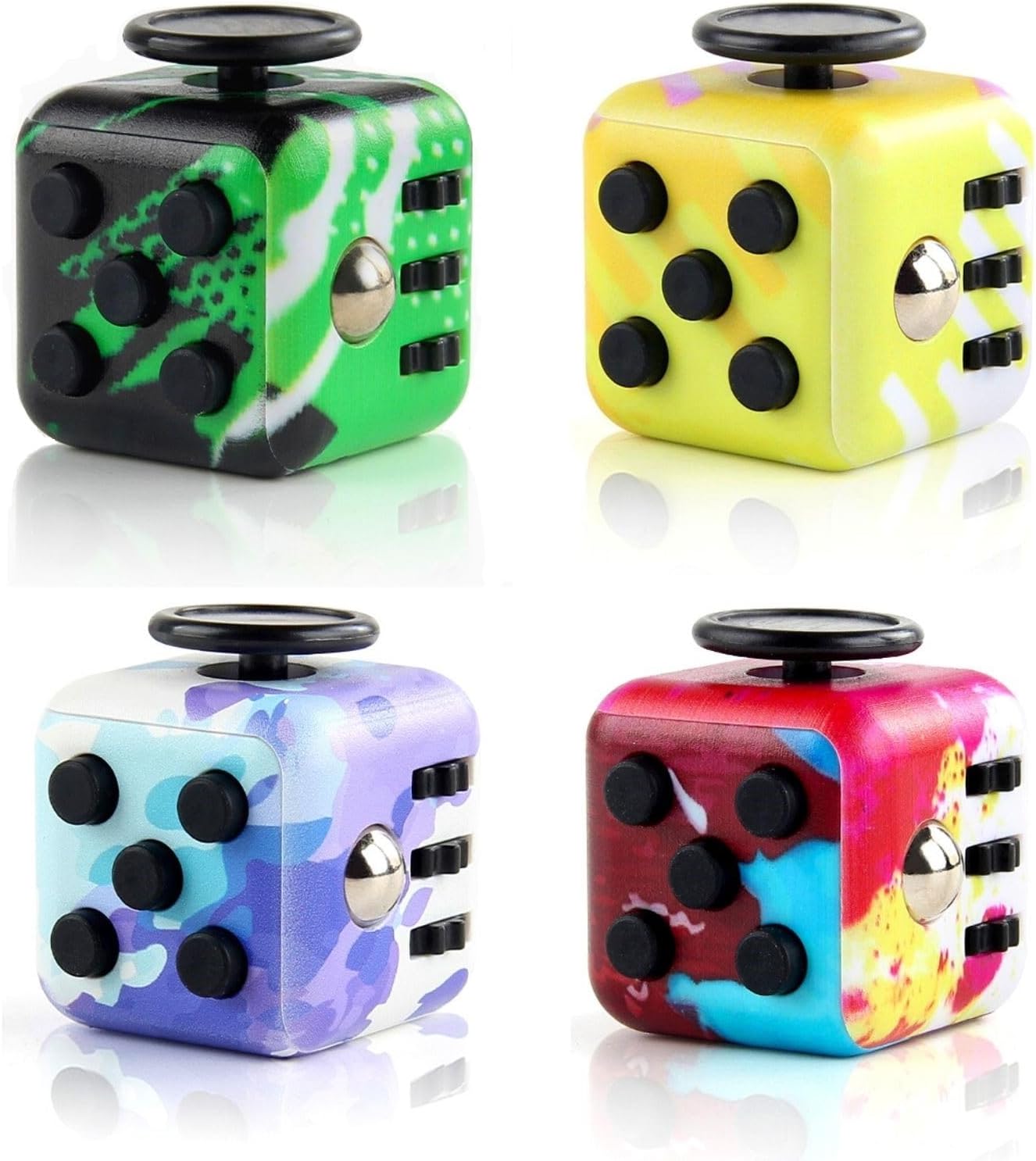 4 x Fidget Toy Cube, Anti-Stress Cube Toy, Stress Relieving Purple Sensory Toy for Adults and Children to Relieve Anxiety