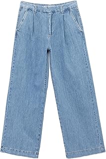 Pamuklu Kemer Detaylı Cepli Düğmeli Geniş Paça Jean Pantolon - Wide Leg Jeans