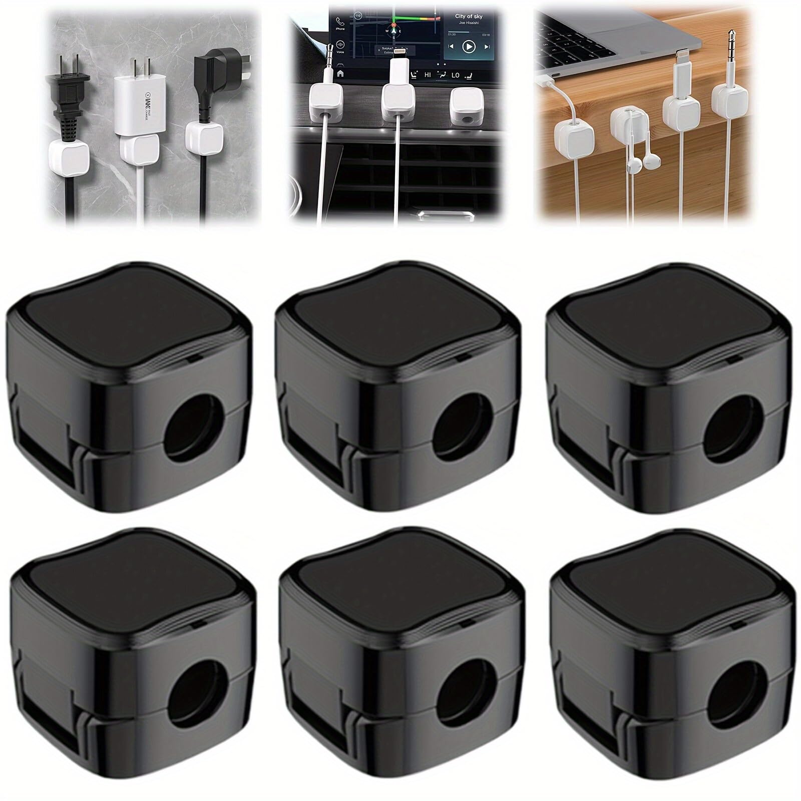 Heycase12 Pcs/Set Magnetic Cord Holder, Cord Organizer Cable Clip for Desk Management, Smooth Adjustable Cable Clip, Wire Holder Keeper Organizer for Home Office Desk Desktop Nightstand,Black