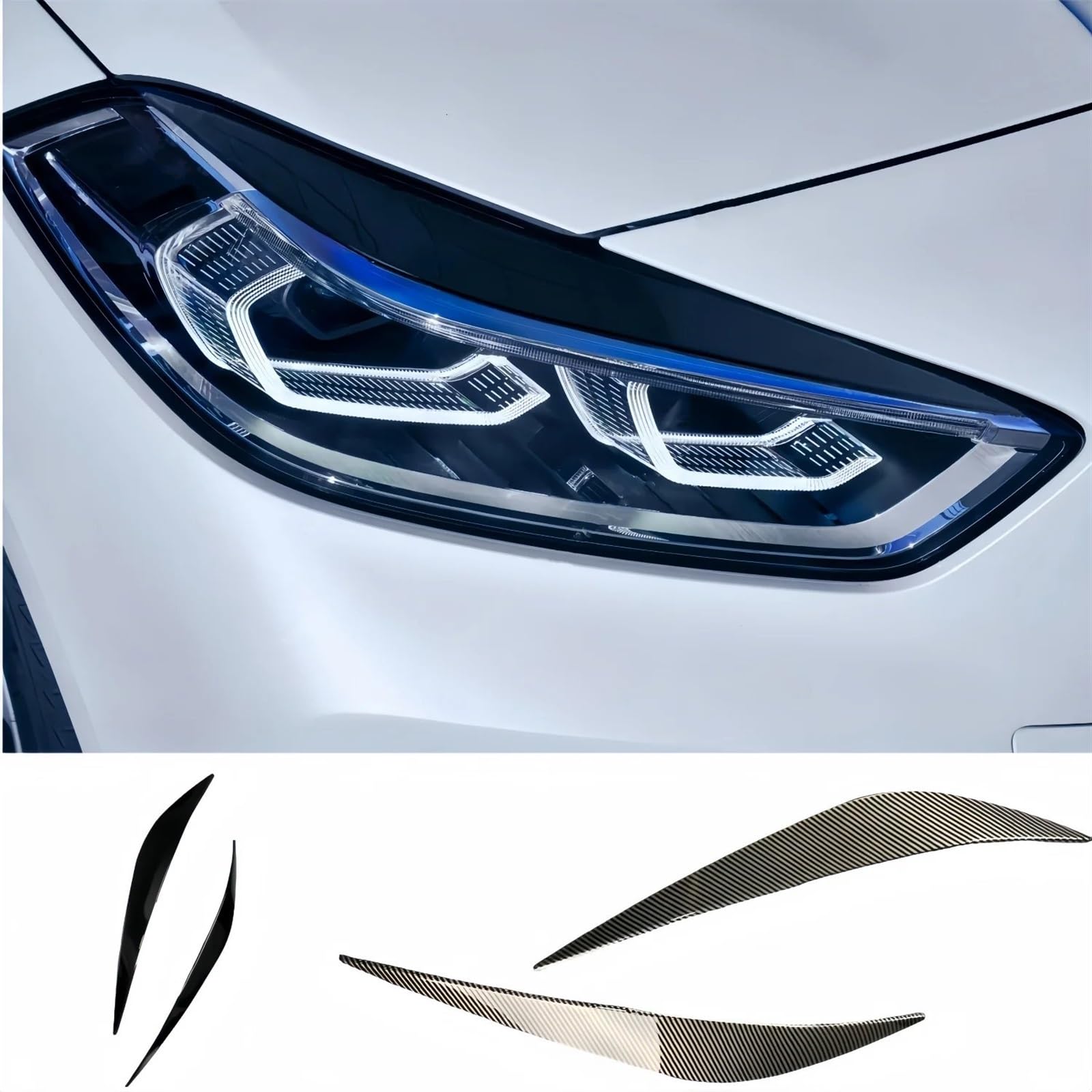 Sopracciglio Faro Auto Per BMW F40 116i 118d 118i 120i 128ti 120d M135i 2019-2023 Adesivi Per Coprifari ABS Lucido Carbonio Sopracciglia Per Auto Palpebre Auto Sopracciglia Faro(Gloss Black)