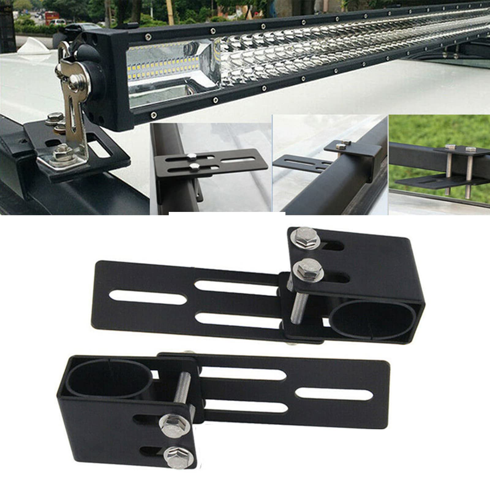 PICAA Nero 2pcs Staffa di Montaggio, Staffa Luce per Portapacchi Auto, Supporto Barra Led per Fuoristrada SUV Camion