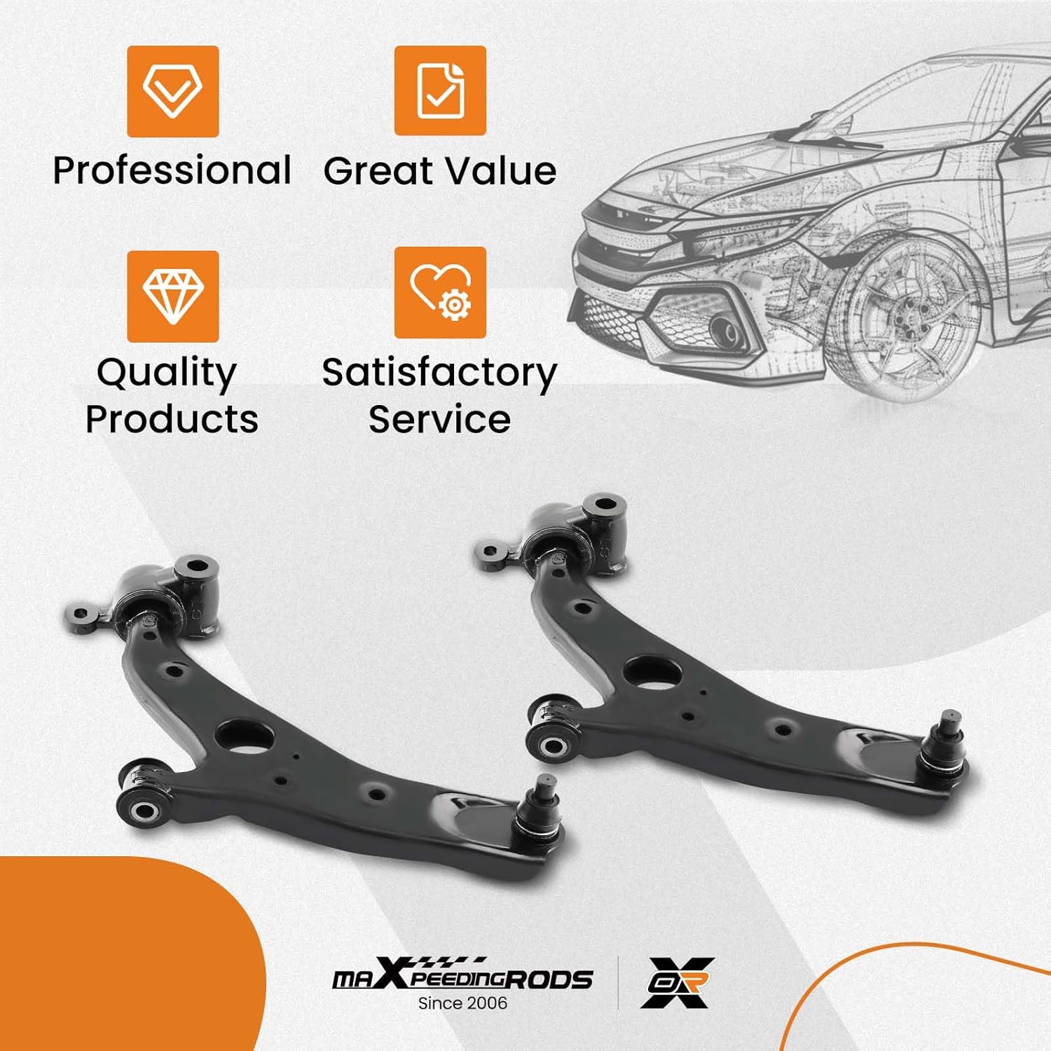 maXpeedingrods 2Pc Front Lower Control Arm w/Ball Joint for Mazda 6 2014-2020 CX-5 CX5 2013-2016, CMS761213 CMS761214 Suspension Kit