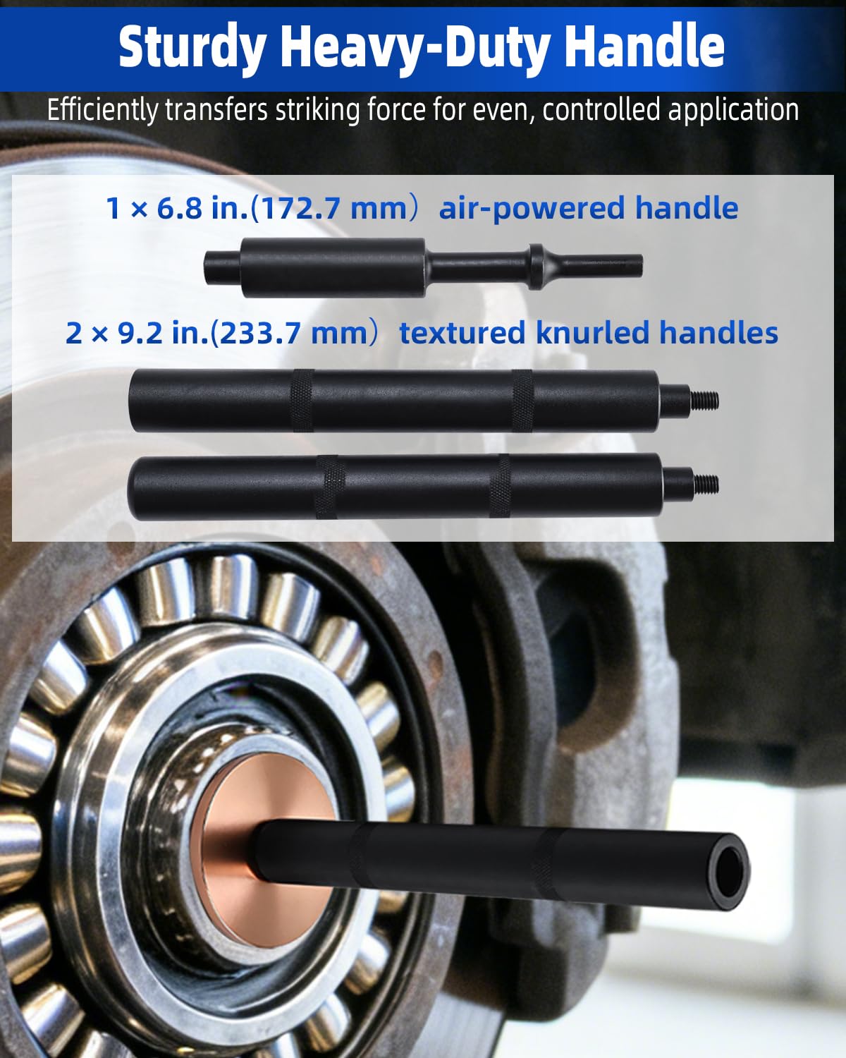 FreeTec 15 piezas de herramientas de montaje de rodamientos y juntas | Pinion Bearing Race Driver Set 68-105 mm (2-11/16-4-1/8 in.) | con mango moleteado y neumático para SUV, furgoneta y camión