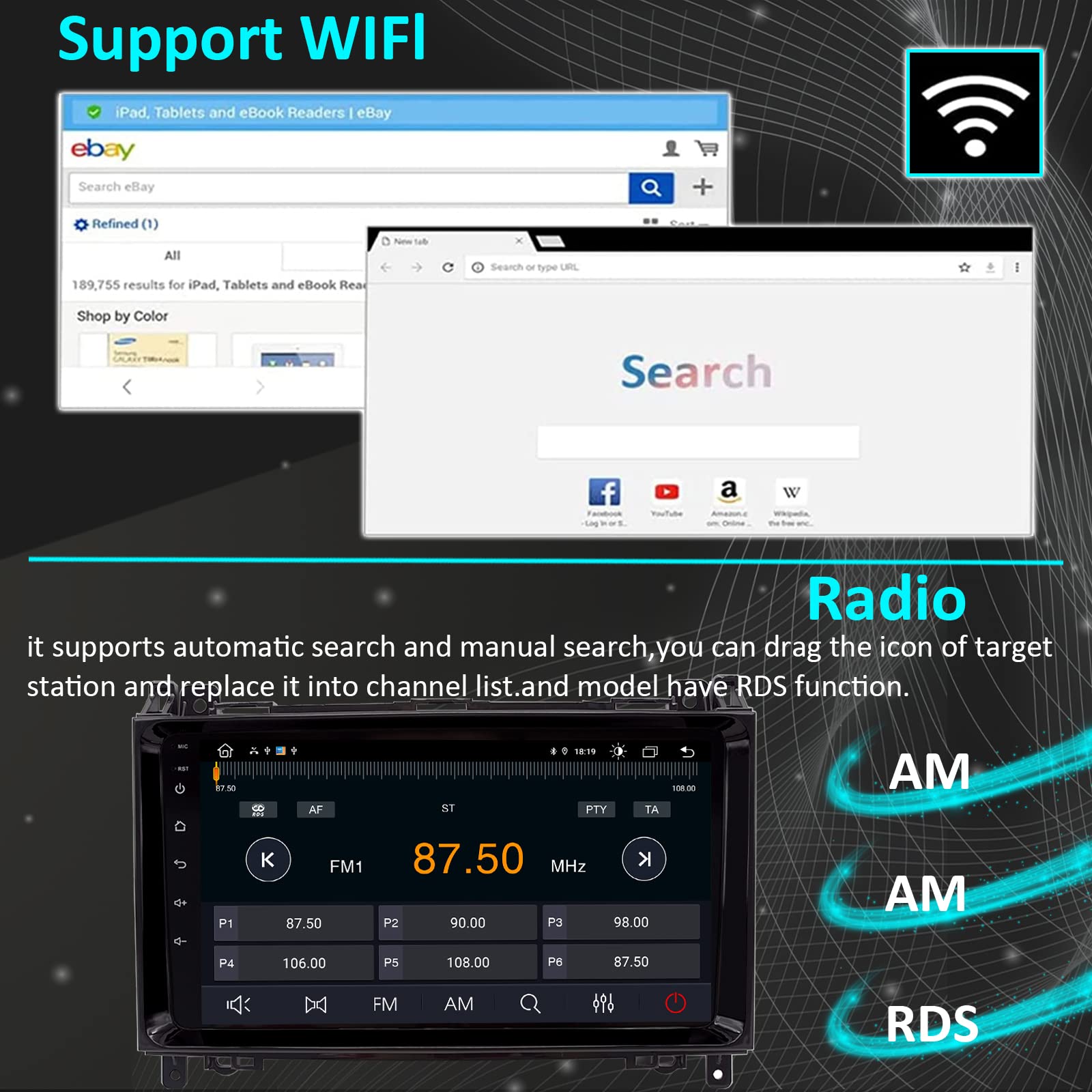 Android 12 Pantalla Compatible con Mercedes Viano autoradio Vito w639 W169 W245 con Carautoplay Android Auto Octa-Core CPU,Pantalla táctil IPS de 9 Pulgadas con Bluetooth 5.0 WiFi SWC DSP Dab,2+32G