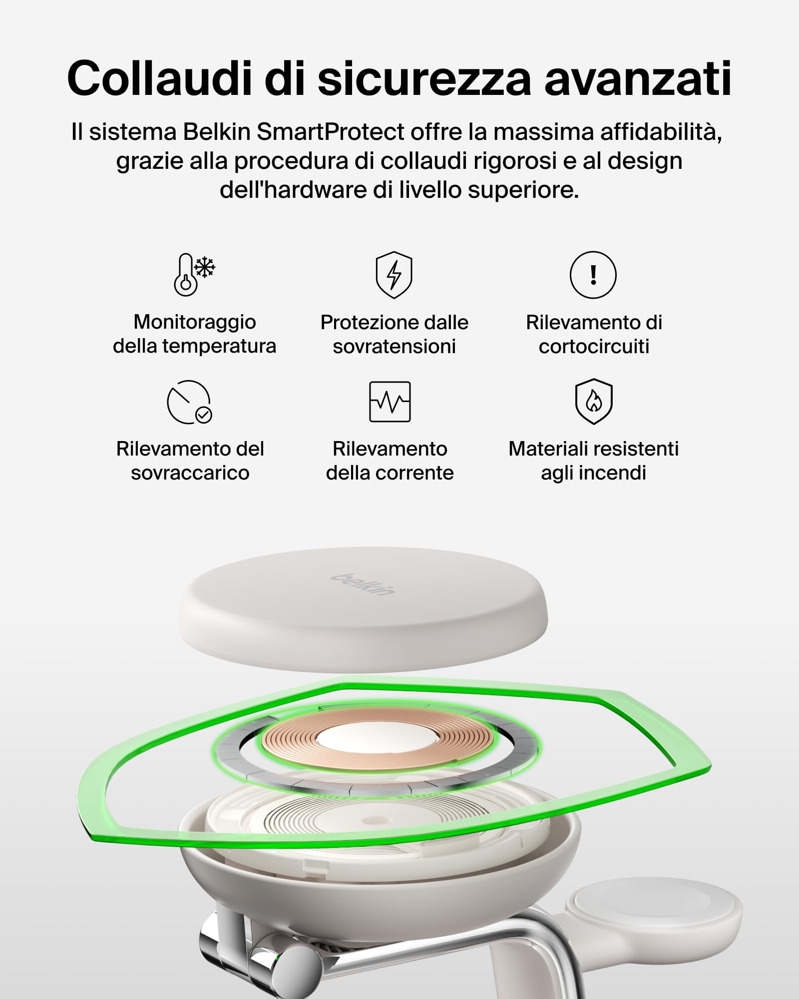 Belkin UltraCharge Pro Caricatore Wireless 3 in 1, Stazione di Ricarica Qi2 25W, Compatibile con MagSafe per iPhone 16, Apple Watch, AirPods, Pixelsnap con Ventilatore e Adattatore 45W, Sabbia
