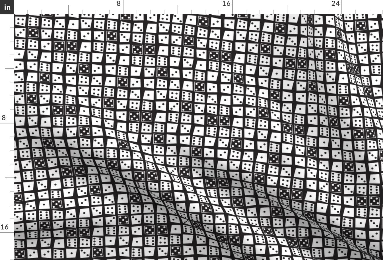 Spoonflower Fabric - Dice Black White Vintage Stripes Dots Game Printed on Minky Fabric by The Yard - Sewing Baby Blankets Quilt Backing Plush