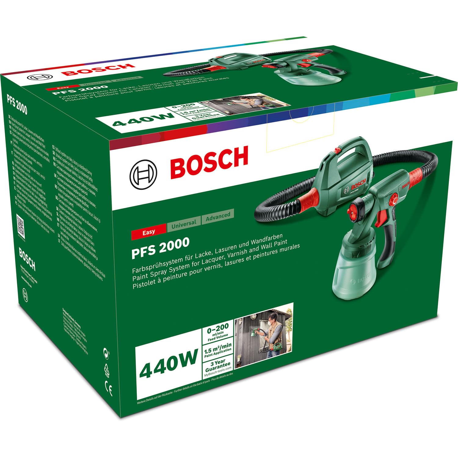 Bosch Home and Garden elektrisches Farbsprühsystem PFS 2000 (440 Watt, im Karton), 0603207300