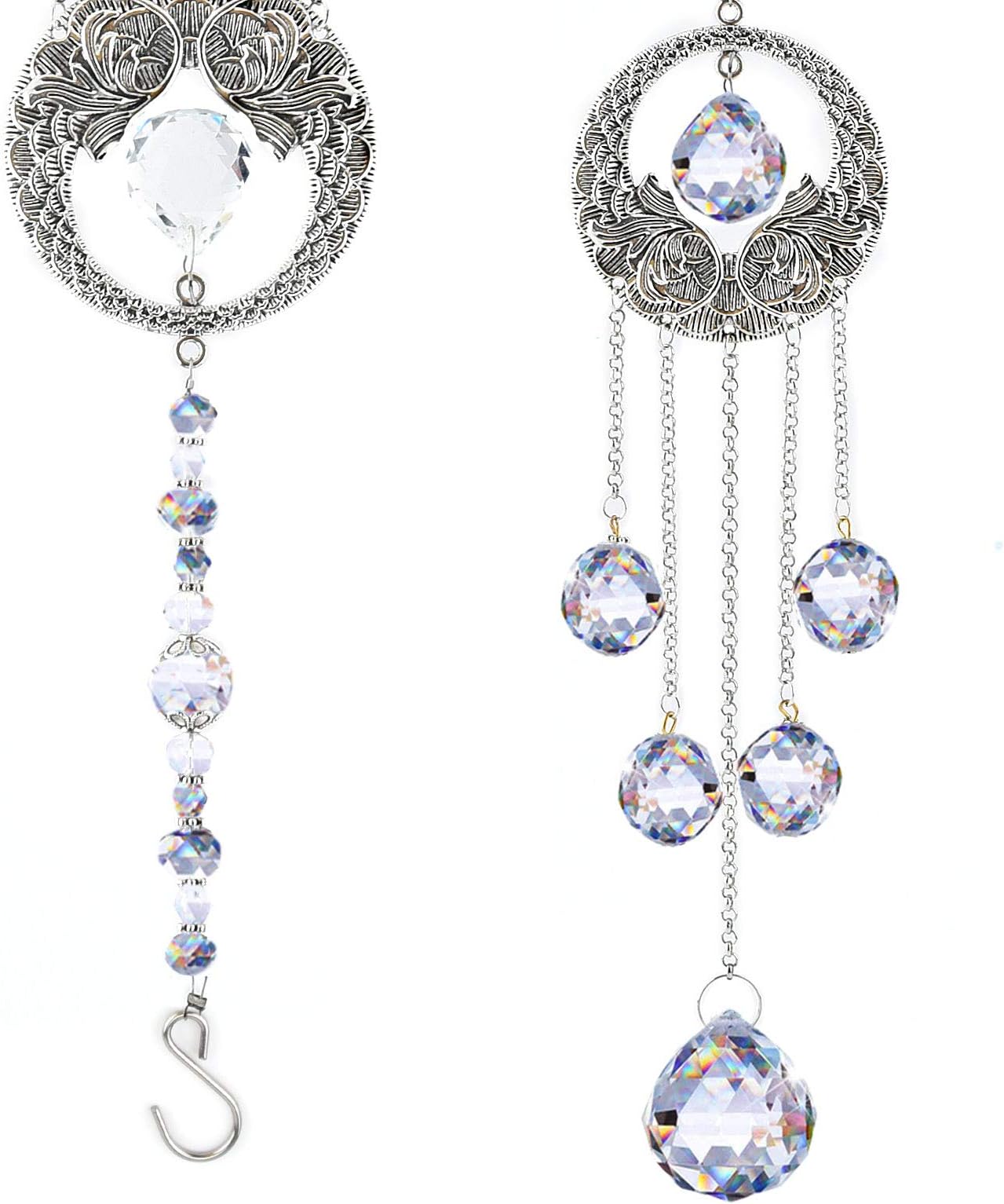 JOELELI Sun Catchers, Crystal Suncatchers Angel Wings Garden Mirror Spinners Outdoor Metal Hanging Indoor Sun Catcher Diamond Windchime for Bathroom Gifts