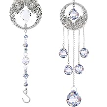 JOELELI Crystal Sun Catcher, Window Suncatcher Angel Wings Glass Hanging Wind Chimes Light Dream Catcher Decoration Ball Mirror Garden Birthday Ornament for Tree House
