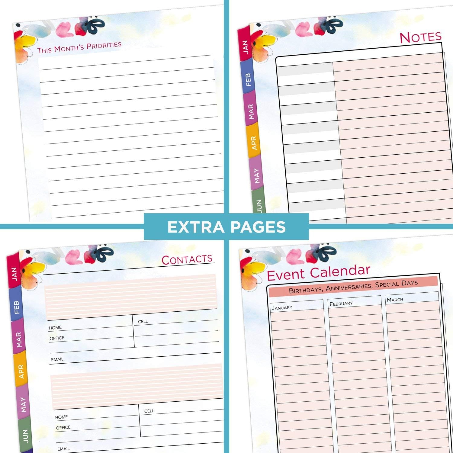 2022 Weekly & Monthly Planner Refill by AT-A-GLANCE, 53122 Day-Timer, 3-3/4" x 6-3/4", Size 3, Kathy Davis (KD71-285Y) : Everything Else