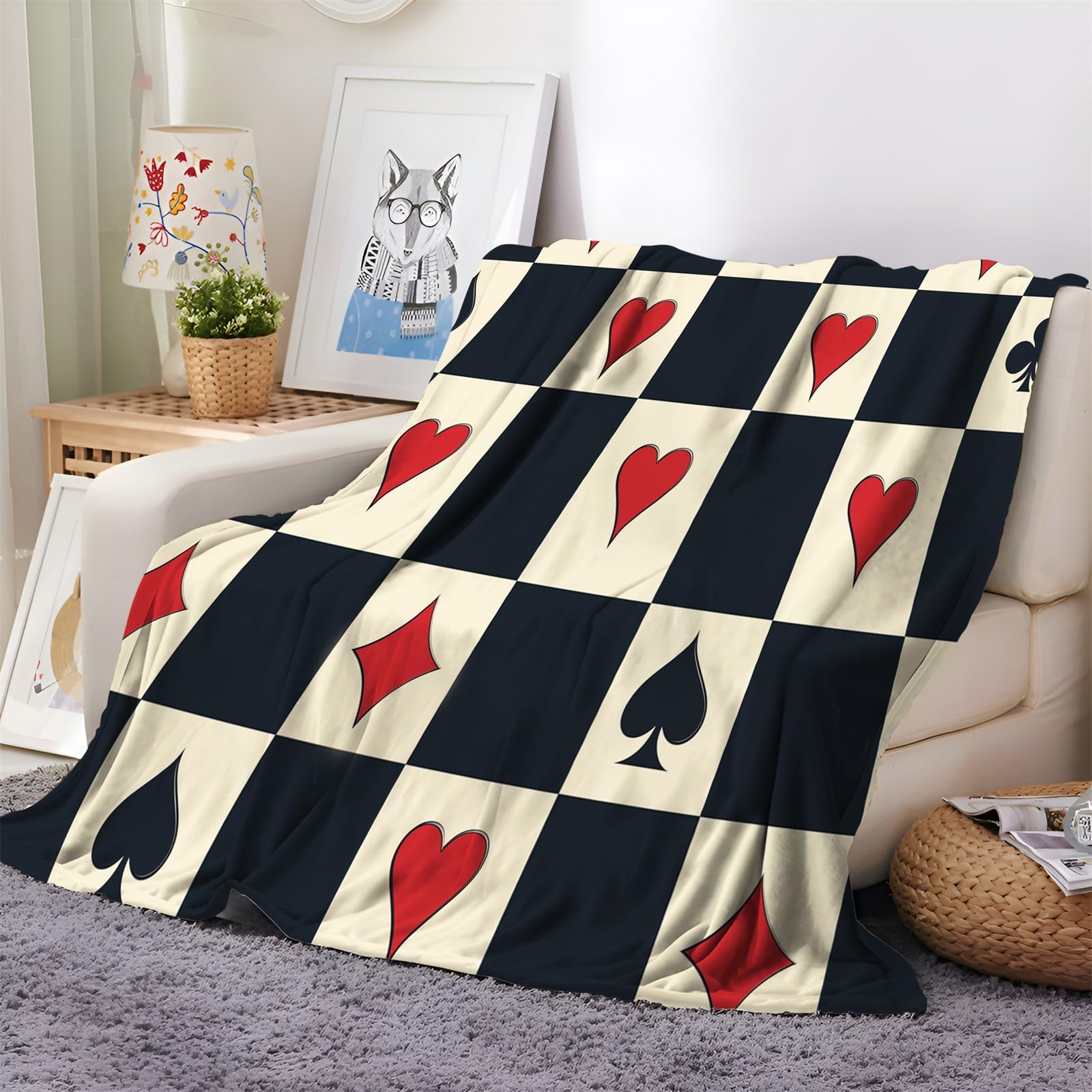Couverture plaid polaire carreaux noir blanc chaud moelleux microfibre