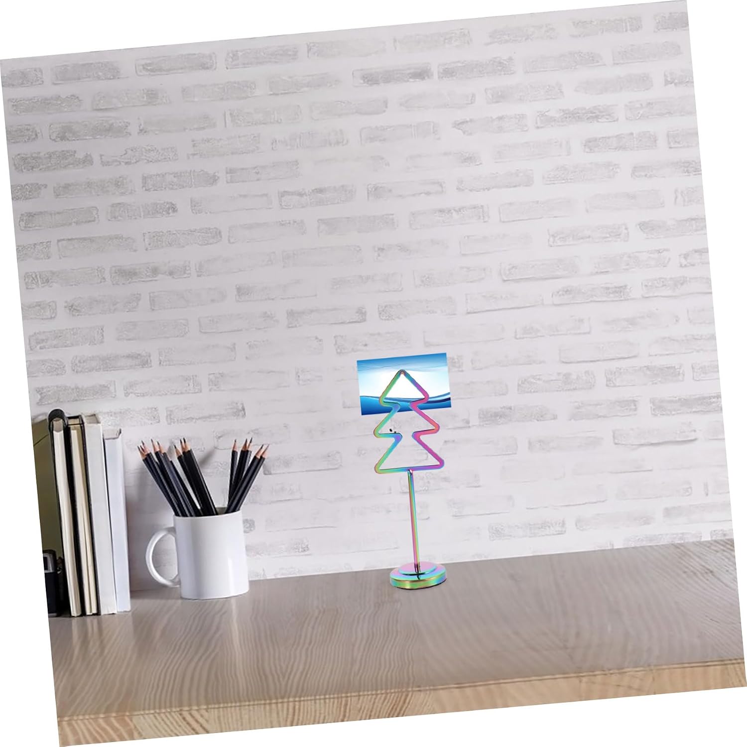 Stainless Steel Christmas Tree Card Holder Santa Present Card Memo Clip for Holiday Decor Photo Display Stand