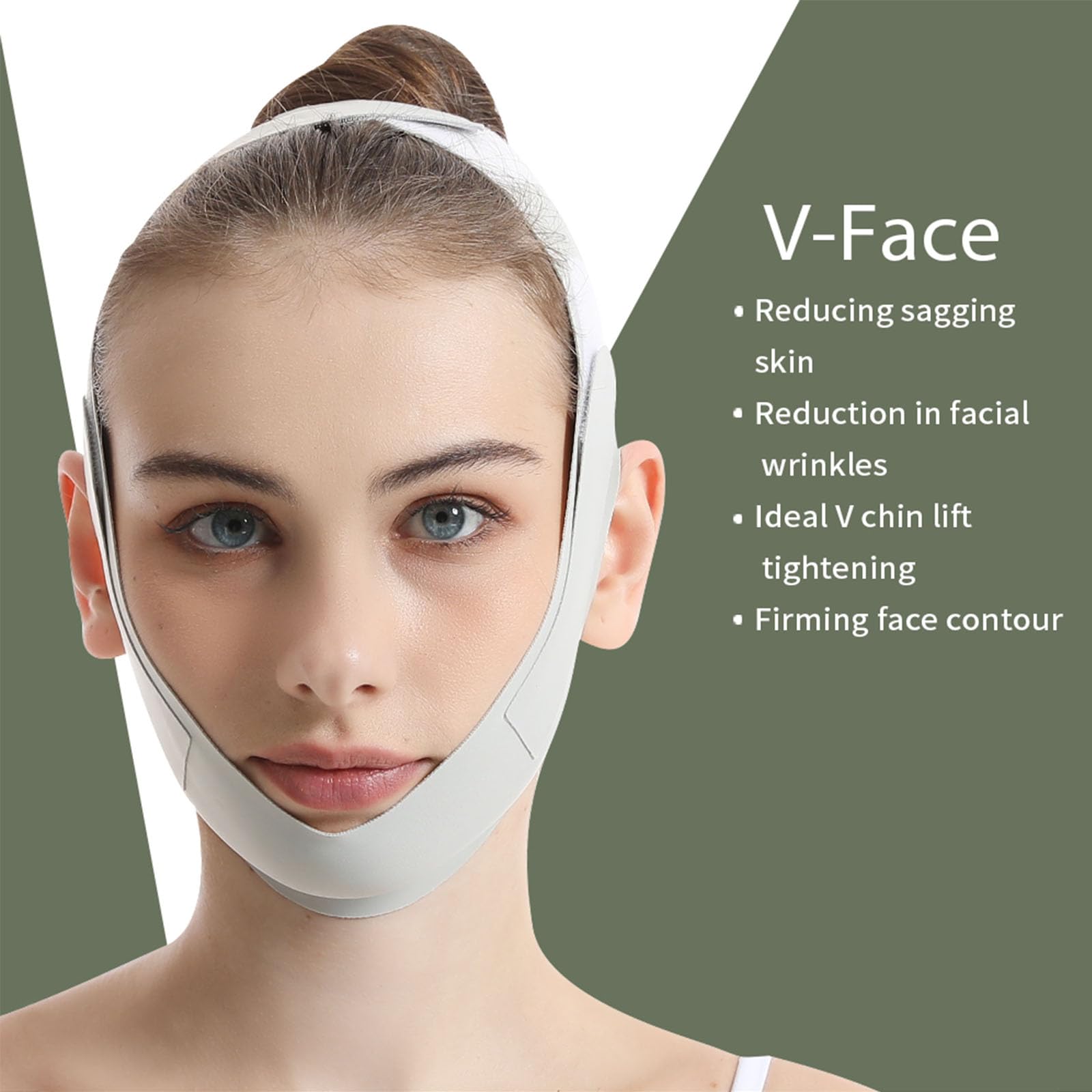 Réutilisable Masque Minceur En Forme De V, Gaine Visage Anti Double Menton, Masque Visage Liftant, Masque Double Menton Amincissant (vert)