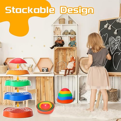 Miniatura 4 de Piedras de paso para niños, piedras de río de equilibrio de plástico antideslizantes para niños, promover las habilidades de coordinación de los