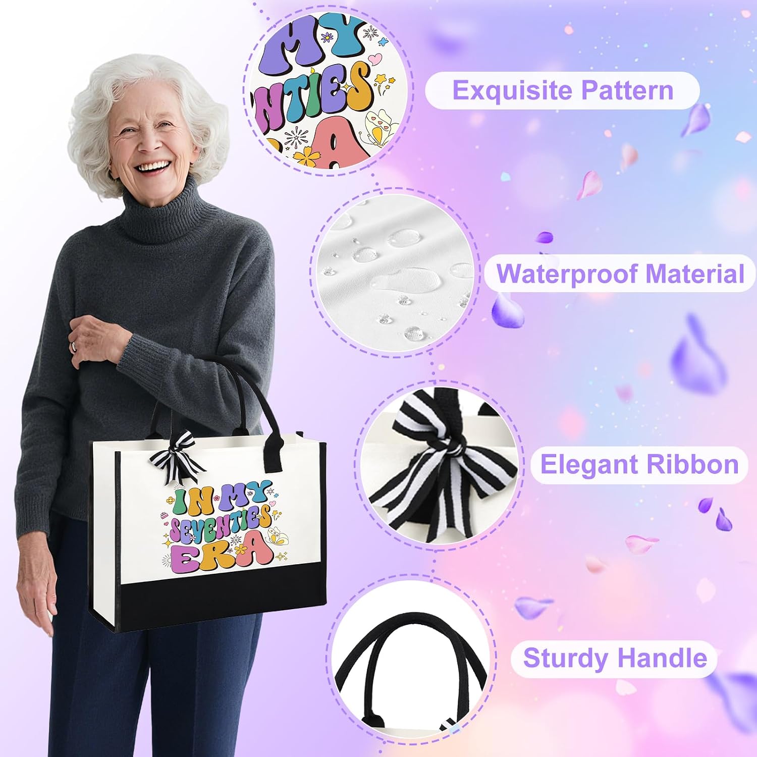Birthday Gifts for Women, Birthday Gifts Basket for Her, Fabulous Canvas Tote Bag Set, Gift for Mom Sister Friend