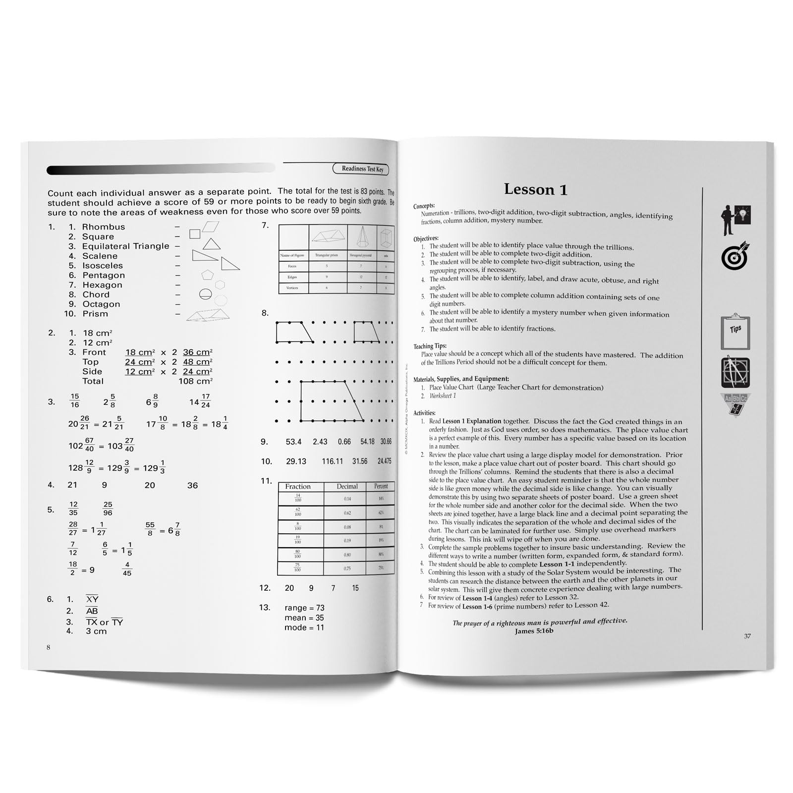 Horizons Mathematics, Grade 6, Teacher's Edition