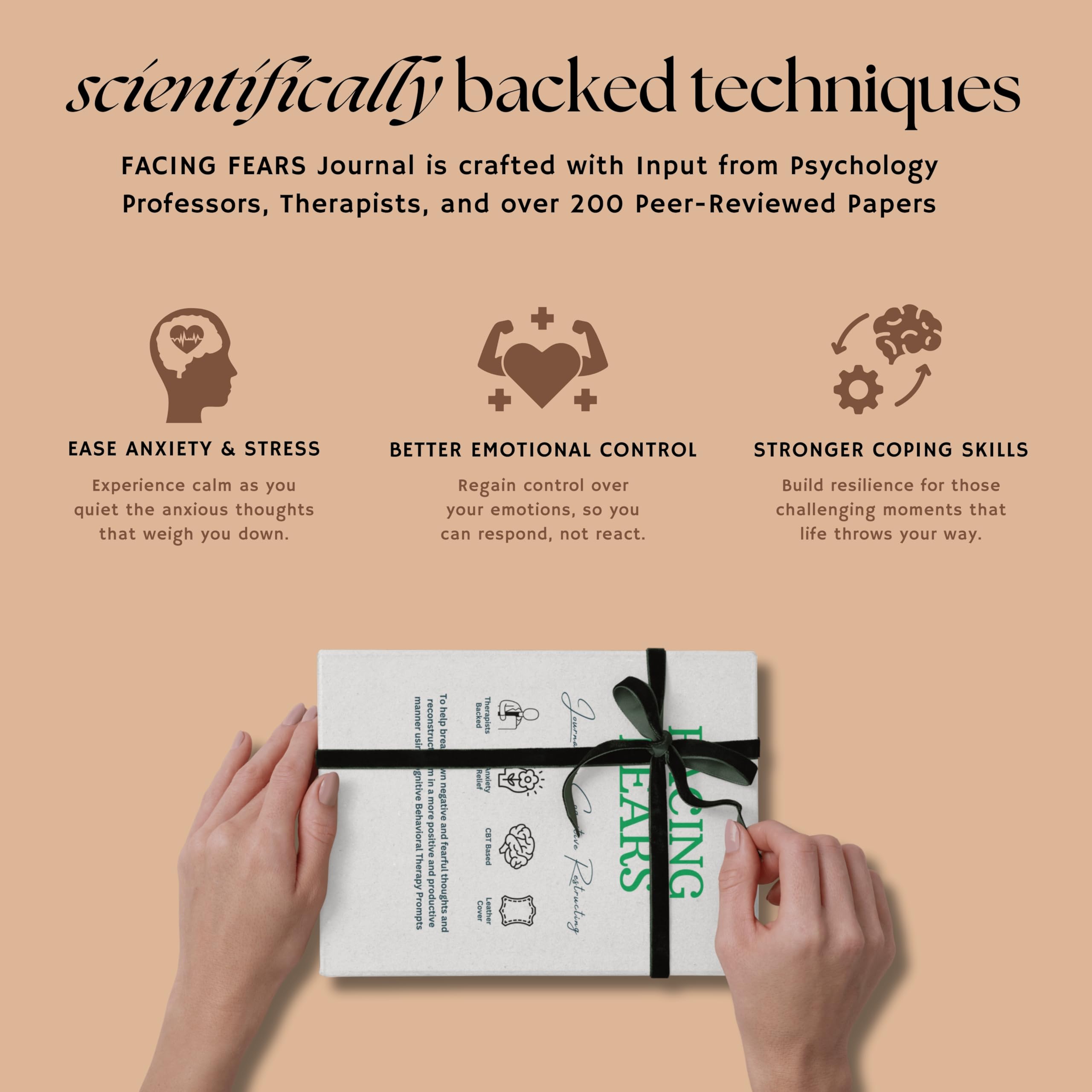 FACING FEARS Guided Anxiety Journal with Cognitive Behavioral Therapy (CBT) & Socratic Techniques, Therapy Journal for Women & Men, Mental Health Gifts, Self Care & Anxiety Relief Items - Image 3