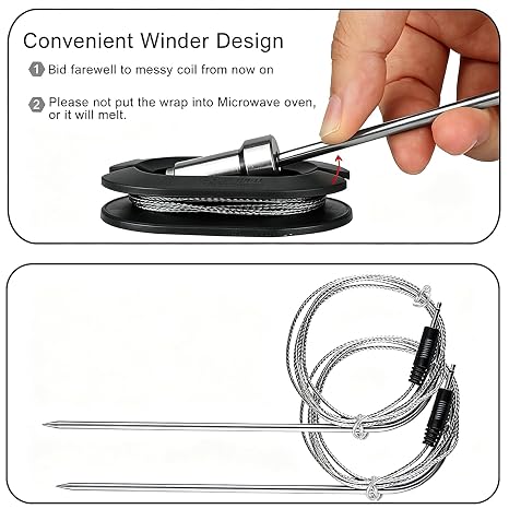 2 Stainless Steel meater Probe for Smart Pro Bluetooth BBQ Meat Thermometer for Grilling-Out Side Wireless Meat Temperature Monitor for Smoker-Waterproof