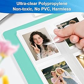 PU Leather Refillable Photo Album A5 Photocard Binder, 200 Pockets, Compatible with Fujifilm Instax Mini 12 11 9 40 99 90 8 7 Evo LiPlay, Polaroid Snap PIC-300 Z2300 Instant Cameras (Green)
