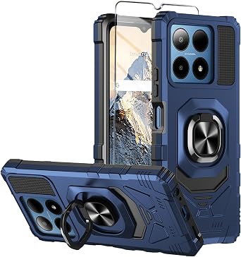 حافظة هاتف Boost Summit 5G مع واقي شاشة من الزجاج المقسى،غطاء واقي مقاوم للصدمات للخدمة الشاقة من الدرجة العسكرية،مع مسند حلقي Boost Summit 5G،أزرق
